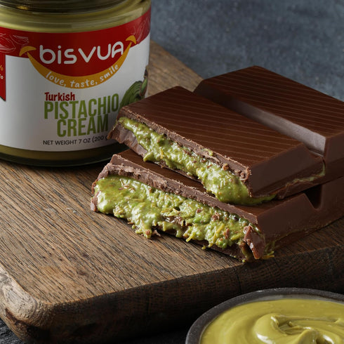 30%, 7 Oz (200g) BISVUA Premium Pistachio Cream Natural Sweet Pistachio Butter Spread for Dubai Chocolate Bar, Knafeh