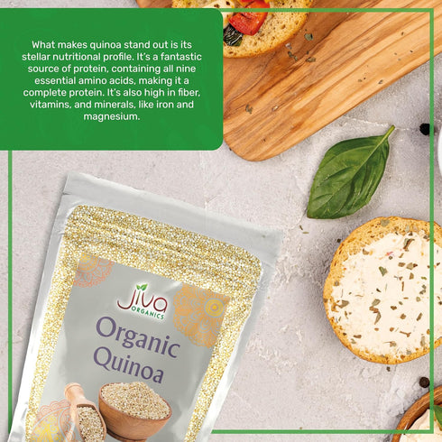 2 Jiva Organic White Whole Grain Quinoa Pound Vacuum Sealed Bag - Ready to cook, Grown in India