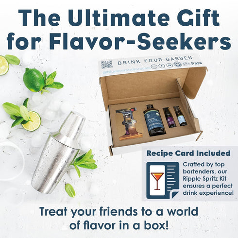 75) Set 3 12 Bluestem Botanicals, Ripple Spritz (French Gin Mixer Gift for Craft Cocktails, Organic Herbal Extract