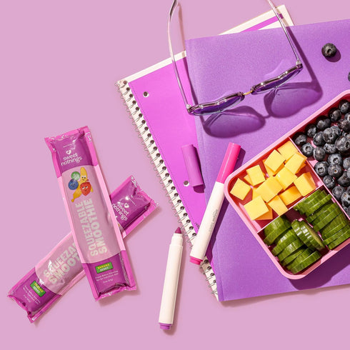 Pack 24 Sweet Nothings, Banana Berry, USDA Organic Kids' Squeezable Fruit Smoothie Popsicle Pops, Value of - Dye-Free