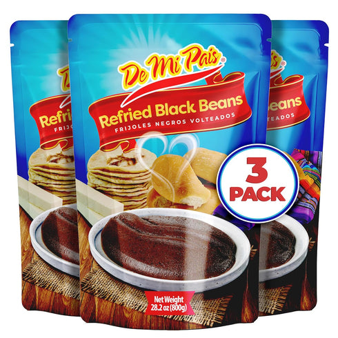 De Mi Pais Refried Black Beans Instant Mix, Traditional Refried Beans for