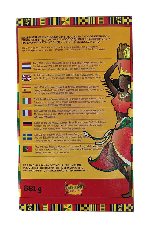 African Beauty 24oz 100% (Pack 2) Cocoyam Fufu Flour African Mix - Authentic, Premium Quality Fufu Flour with Real