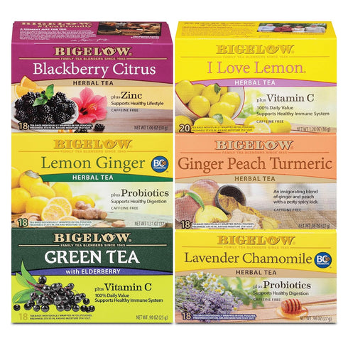 Bigelow Tea Immunity Herbal Tea Variety Pack, Caffeinated Green Tea and Caffeine