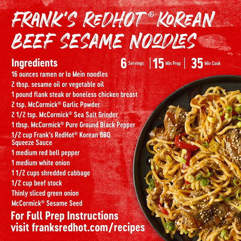 1.7 oz (Pack 24) Frank's RedHot Squeeze Korean BBQ Sauce, fl
