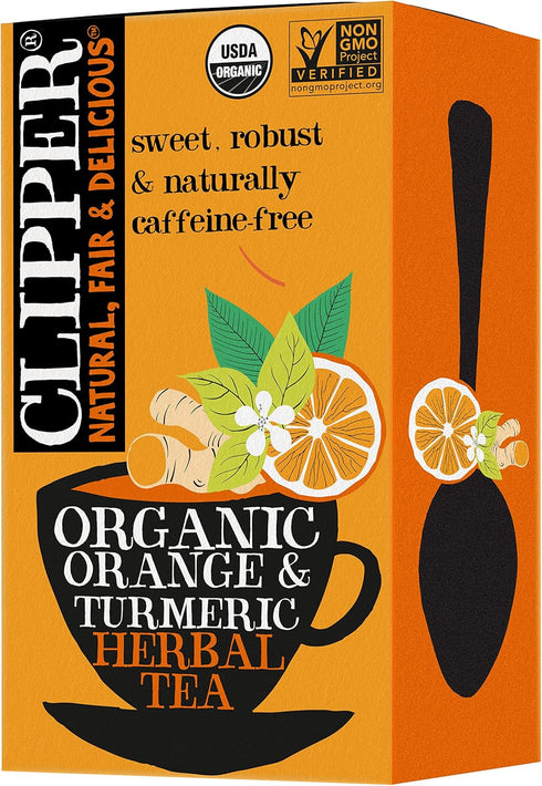 Clipper Tea, Orange & Turmeric, Organic Tea with Licorice Root, Orange Peel