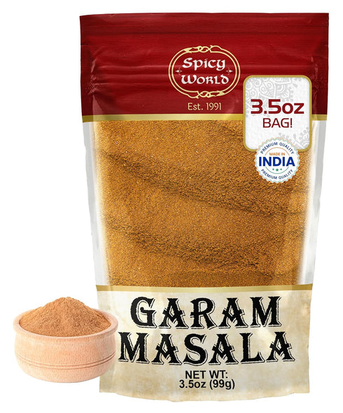 Spicy World Garam Masala Powder 3.5 Oz | Salt Free, Vegan | Indian Origin