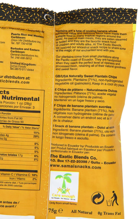 2.65 (Pack 15) Samai Plantain Chips, Naturally Sweet, Ounce