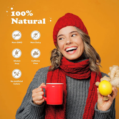 Pocas Packets 20 Count (Pack 2) Honey Ginger Tea - Instant Tea Powder with Lemon & Ginger Honey Crystals