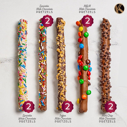 (10 KREMERY Creamy Chocolate Cravings - Mothers Day Treats, Chocolate Covered Pretzel Rods Gift Basket with Candied