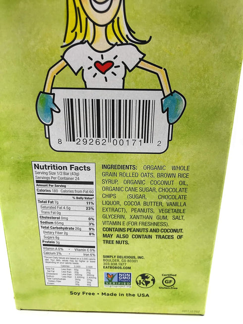 Bobo's Oat Bars 3 Oz (Pack 12) BOBOS OAT BARS Peanut Butter Chocolate Chip Oat Bar
