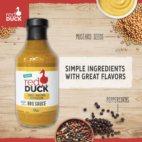 17 Red Duck Sweet Mustard Peppercorn Organic BBQ Sauce, mustard bbq sauce, ounces