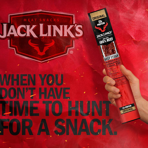 23g 100% Pack, 2 Oz. (12 Count) Jack Link's Beef Steak, Original - Protein Snacks, Beef Jerky Meat Snack
