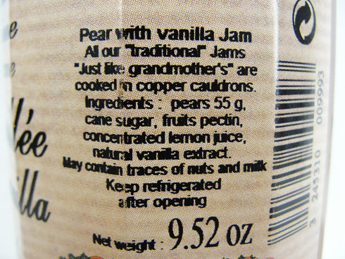 Les Confitures a l'Ancienne 9 oz Pear Vanilla Jam Andresy All natural French jam pure sugar cane jar Confitures a