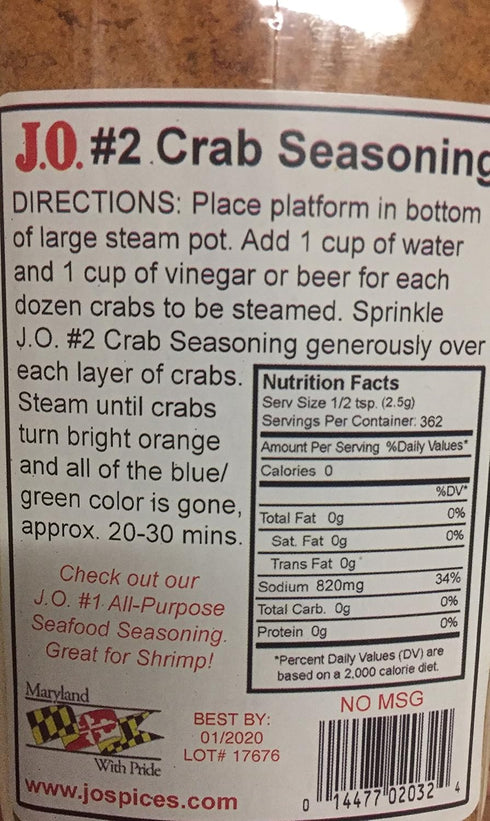 J.O. #2 32 Crab Seasoning Ounce
