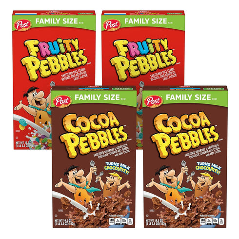 Post Fruity Pebbles and Cocoa Pebbles Family Size Variety Pack (2 Fruity, 2