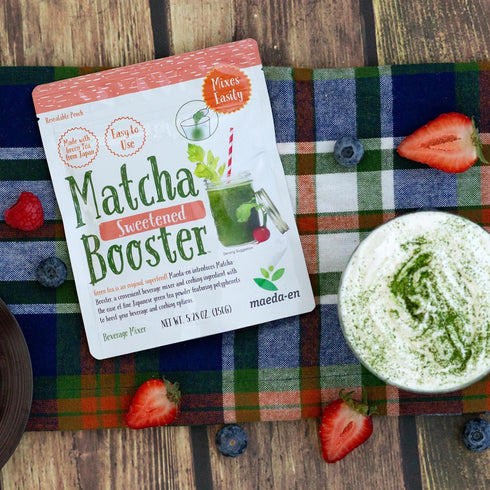 240g 3 Pack 27142 3pk MAEDA-EN Matcha Booster Sweetened Green Tea Powder Japanese Origin Resealable Pouch for Latte