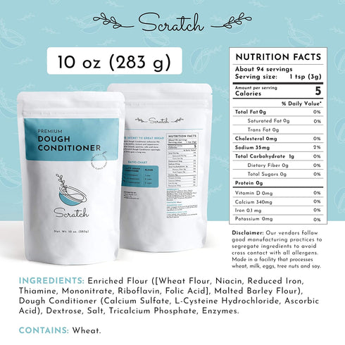 (10 oz) Scratch Premium Dough Conditioner - All Grain Bread Improver For Making Dough - Dough Enhancer for Bread