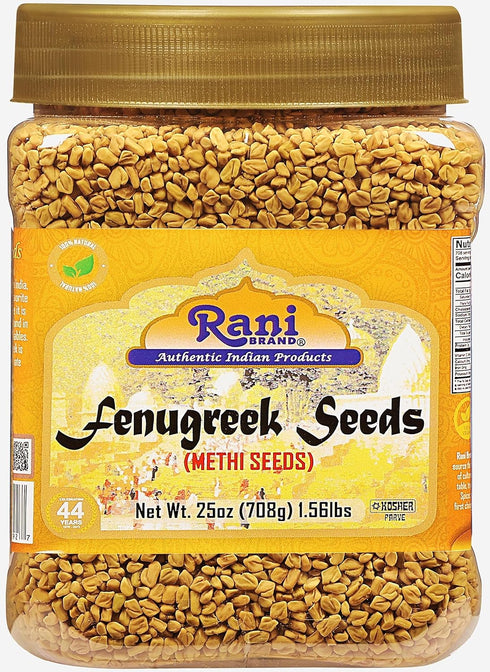 Rani Fenugreek (Methi) Seeds Whole, 25oz (1.56lbs) PET Jar, All Natural, Vegan, Gluten Friendly
