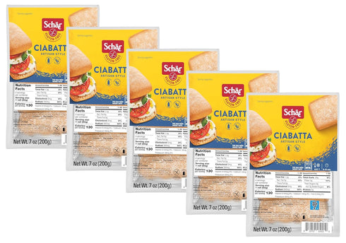 Schaer Gluten-Free Ciabatta Rolls, 7oz (5-Pack) Wheat-Free, Dairy-Free, Non-GMO, Crisp Crust &