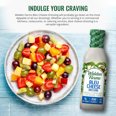 1 Pack 12 oz Walden Farms Bleu Cheese Dressing - Calorie-Free, Gluten-Free, Low Carb, Keto-Friendly, Sugar-Free, Rich
