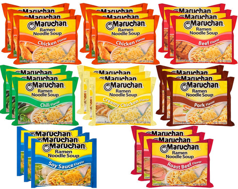 Maruchan Ramen Noodle Soup Variety, 7 Flavors, 3 Ounce Single Servings (Pack