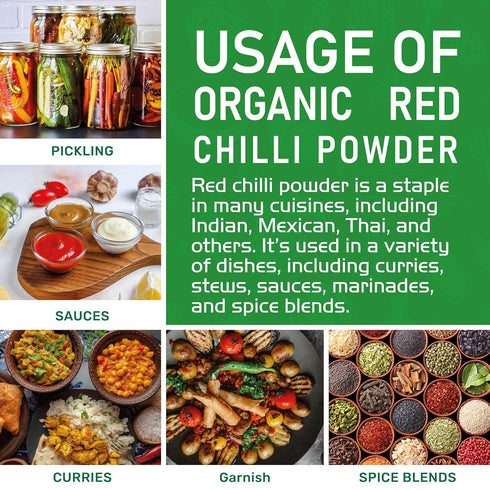 Jiva Organics Organic Red Chili Powder, 7 oz Bag, Extra Hot, Ground Indian Chillies, 100% Natural & Non-GMO