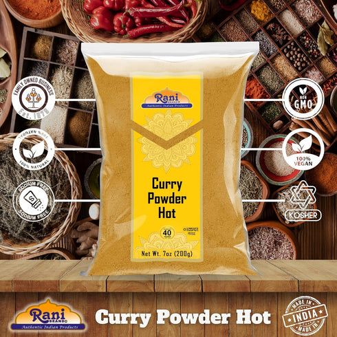 Rani Curry Powder Hot, 11-Spice Authentic Indian Blend, 7oz (200g) - All Natural, Vegan