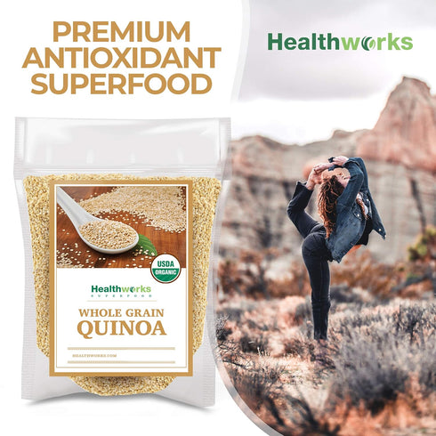 80 Oz 5 Lbs Healthworks Superfoods Organic Quinoa White Whole Grain Raw - / - Protein, Fiber & Iron - Peruvian Origin