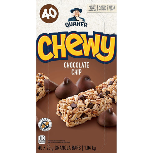 Quaker Chewy 40-Count Chocolate Chip Granola Bars, Peanut Free {Imported from Canada}
