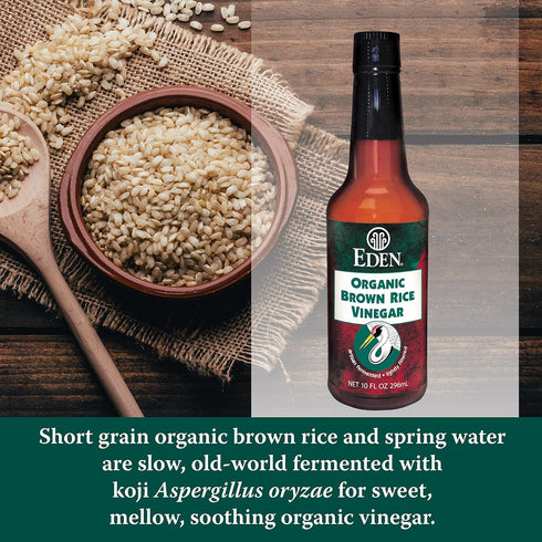 10 oz (Pack 2) Eden Organic Brown Rice Vinegar, fl Amber Glass, Imported