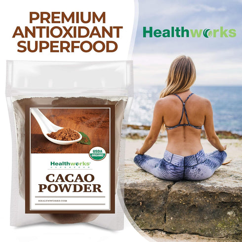 16 Oz 1 Lb Healthworks Superfoods Organic Cacao Powder - / - Cocoa Chocolate Substitute - Rich Chocolate Flavour