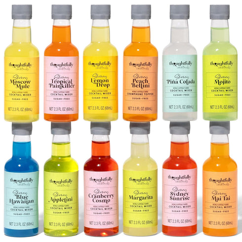 Set, Set 12 Thoughtfully Cocktails, Skinny Cocktail Mixer Mocktail Non Alcoholic Drinks, Flavors Include Margarita