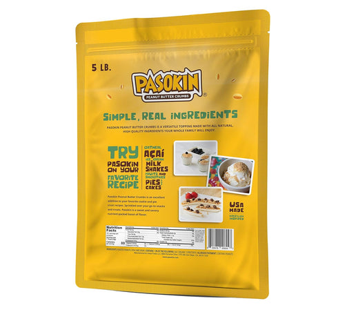 Pack, 5 LB PASOKIN | Peanut Butter Crumbs | Gluten-Free, Vegan, All Natural Peanut Butter Topping, Made in USA, Super
