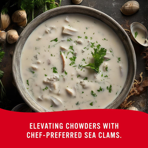 51 oz 7g 99% Snow's Chopped Sea Clams in Clam Juice, Can - Premium Grade Wild Caught Gourmet Surf Clams - Protein Per