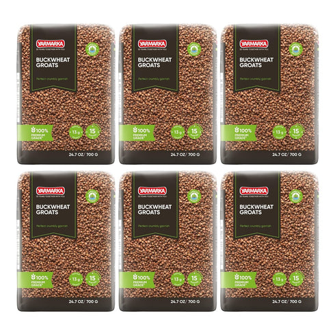 Yarmarka Roasted Buckwheat Groats (Kasha) 24.7 oz (700 g) 6 Pack, Roasted