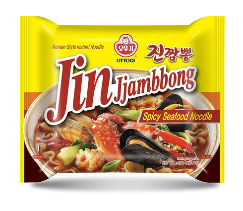 OTTOGI JIN Jjambbong Korean Instant Ramen Spicy Seafood Noodles, Red Broth, 4.58