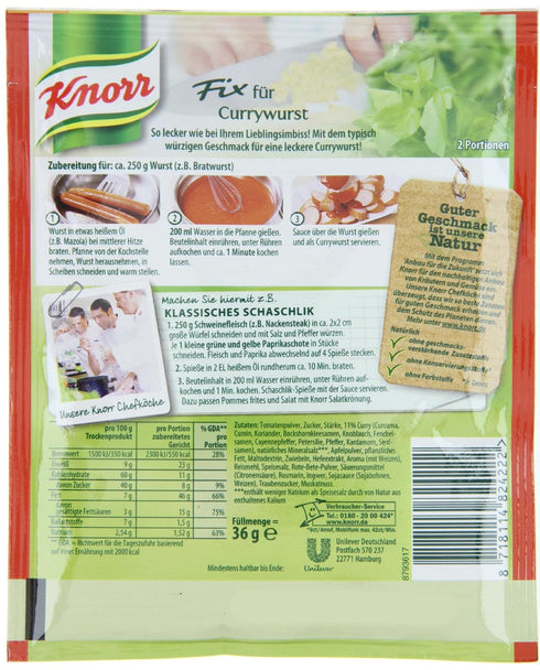 1.2 oz (36 Knorr Fix Currywurst Sauce Mix, from Germany, g)
