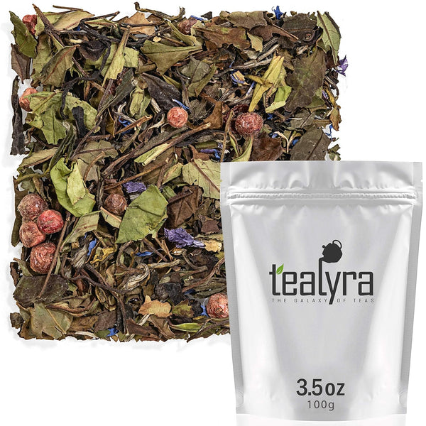 Tealyra White Champagne Loose Leaf Tea, 100g (3.5oz) - High Antioxidants, Natural, Low Caffeine, Hot & Iced