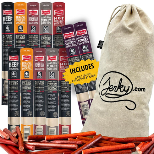 Jerky.com Jerky Gifts for Men | 12 Piece Meat Sticks Sampler with