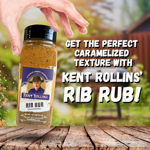 Kent Rollins Rib Rub Seasoning, 13 oz - Gluten Free Cowboy Dry Rub for Ribs & Pork