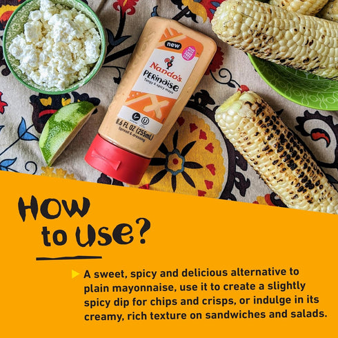 8.6 oz (3 Pack) Nando's Hot Spicy Mayo PERinaise - Flavored Mayonnaise Spread & Dressing - Gluten Free - fl
