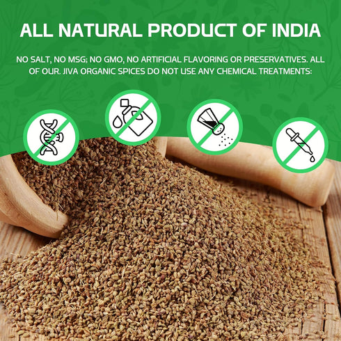 Jiva Organics Organic Ajwain Seeds 7 Ounce Bag - Whole Carom Seed, 100% Natural & Non-GMO Ajamo