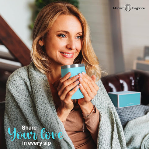 Set 15 12oz Modern Elegance Tea Tumbler Gift Includes Tea Bag Holder, Spoon, Honey Straw, Assorted Flavor Blends & Hot