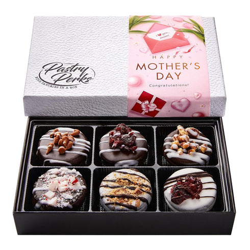 Pastry Perks Mothers Day 6 Gourmet Chocolate-Covered Cookies, Gift Box Sweet Treats for Mom,