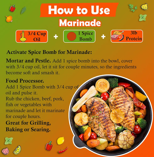 Pack 4 Universal Spice Bombs Seasoning of - Spice Mix for Soup, Stew, Marinade