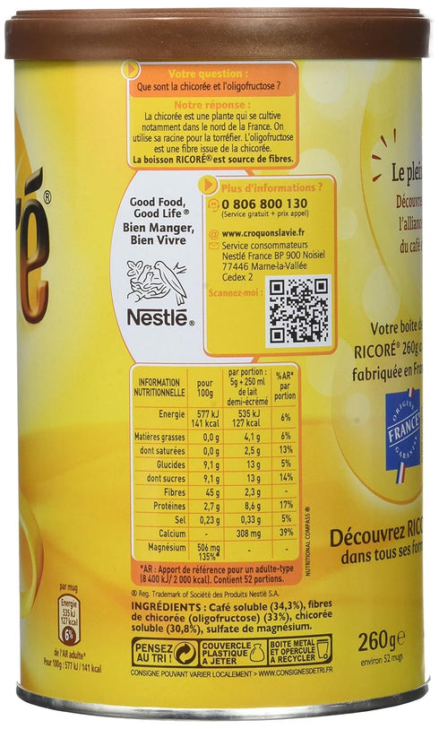 Nestle 260g 9.17 Ricor Instant Coffee and Chicory Mix Ounce