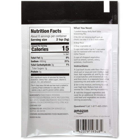 Amazon Brand Happy Belly Beef Stew Seasoning Mix, 1.5 ounce (Pack of 12) | Vegetarian