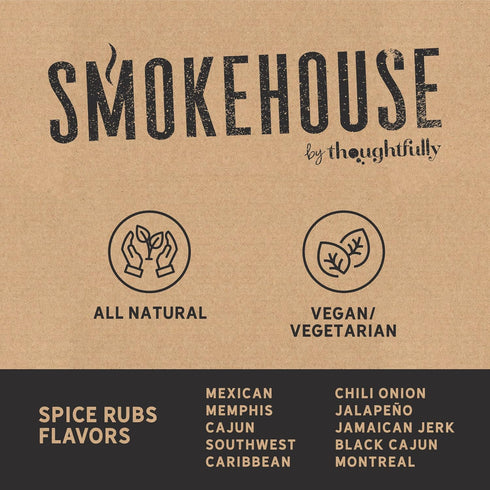 Set Pack 10 Smokehouse by Thoughtfully, Gourmet Grilling Spice in Mini Glass Bottles, Vegan and Vegetarian, Grill