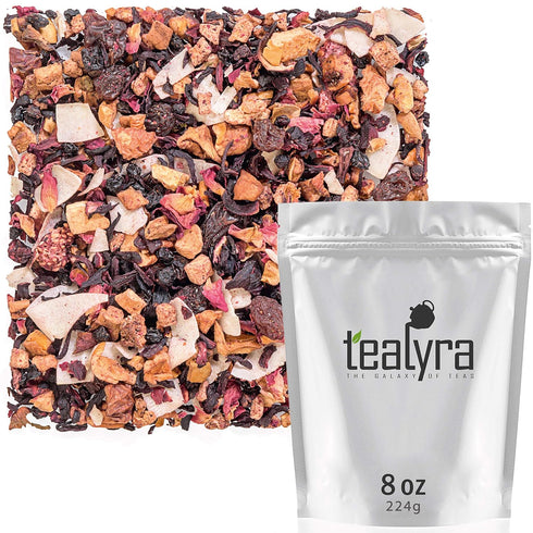 Tealyra Sweet Berry Compote Herbal Fruity Loose Leaf Tea - Hibiscus, Cherry, Raspberry - Caffeine-Free, 224g