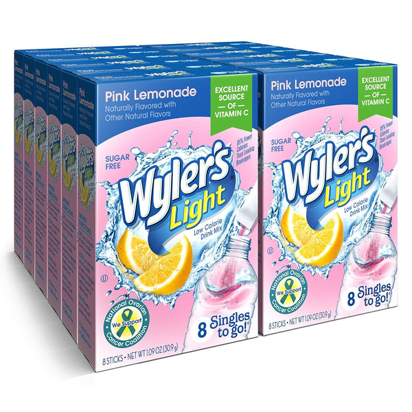 Wyler's Light Singles To Go Powder Packets, Water Drink Mix, Pink Lemonade,